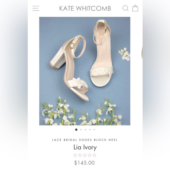 NEW Kate Whitcomb Lia Ivory Wedding Heels 🤍 3 inch lace bridal block heel ✨ - Picture 1 of 5